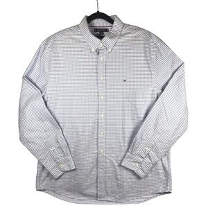 gingham check button down baby blue cotton tommy XXL business casual preppy
